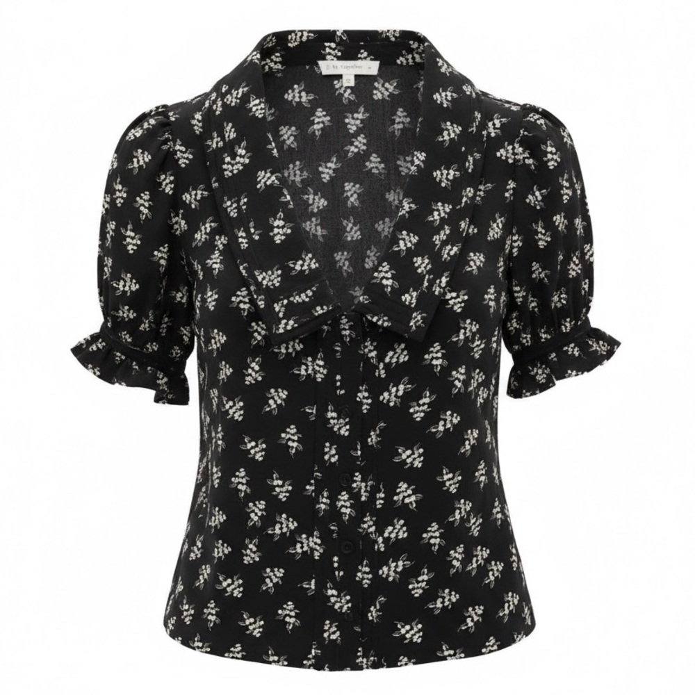 By Together • Black and White Puff Sleeve Blouse